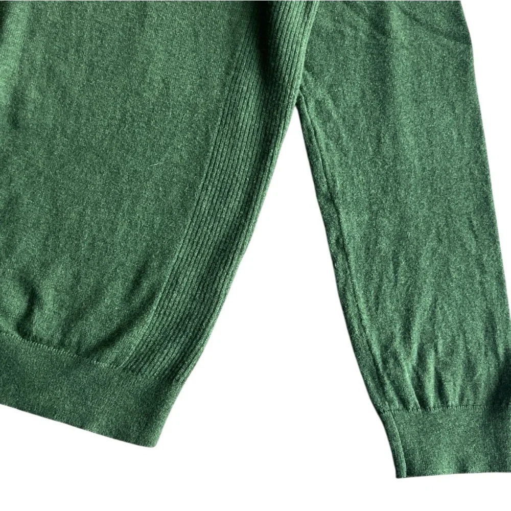 Marc Anthony Cotton Cashmere V-Neck Sweater Forest Green Ribbed XL